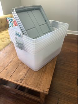 Hefty clear storage bins– 72 quart
