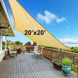 NEW $65 Square 20x20ft Sun Shade Sail Outdoor Top Cover 95% UV Block 185gsm w/ Ropes