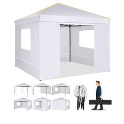 10x10 Canopy Tent Ez Up Canopy, Pop Up Canopy with Sidewalls, Heavy Duty Outdoor Tent for Backyard Party Event, Vendor Gazebo with Mesh Window, UPF 50