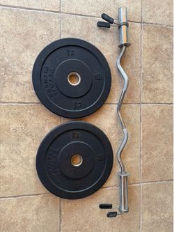 Curl Bar with titan weights set