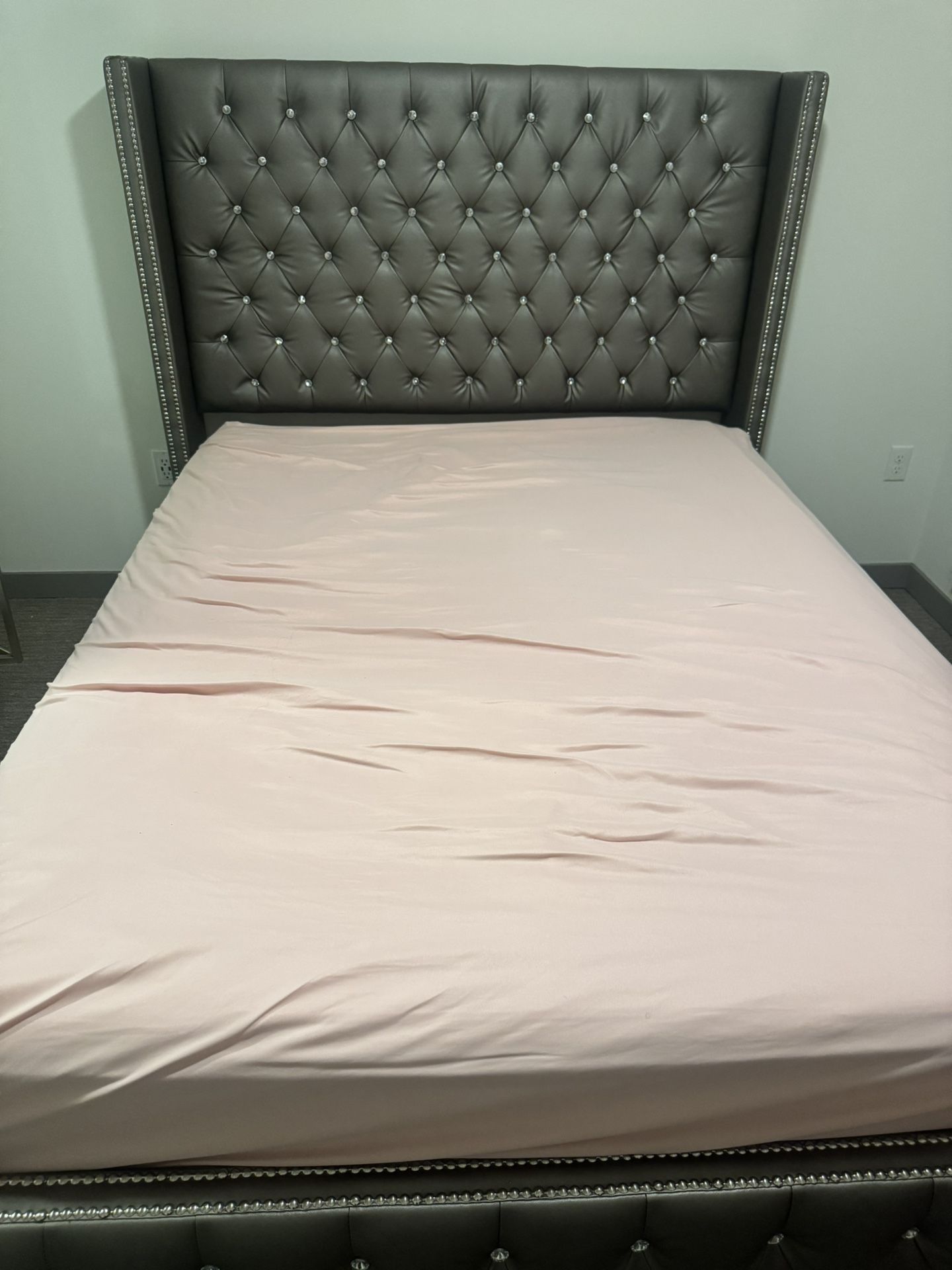 Upholstered Queen Bed Frame + Box Springs
