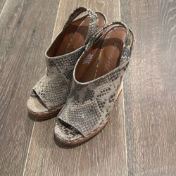 Leather Snake Print Platform Sandals
