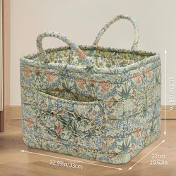 New Quilted Fabric Storage Baskets with Handles, Boho Floral Gift Basket Foldabl