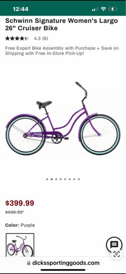 Brand new schwinn purple women’s beach cruiser $600 retail large