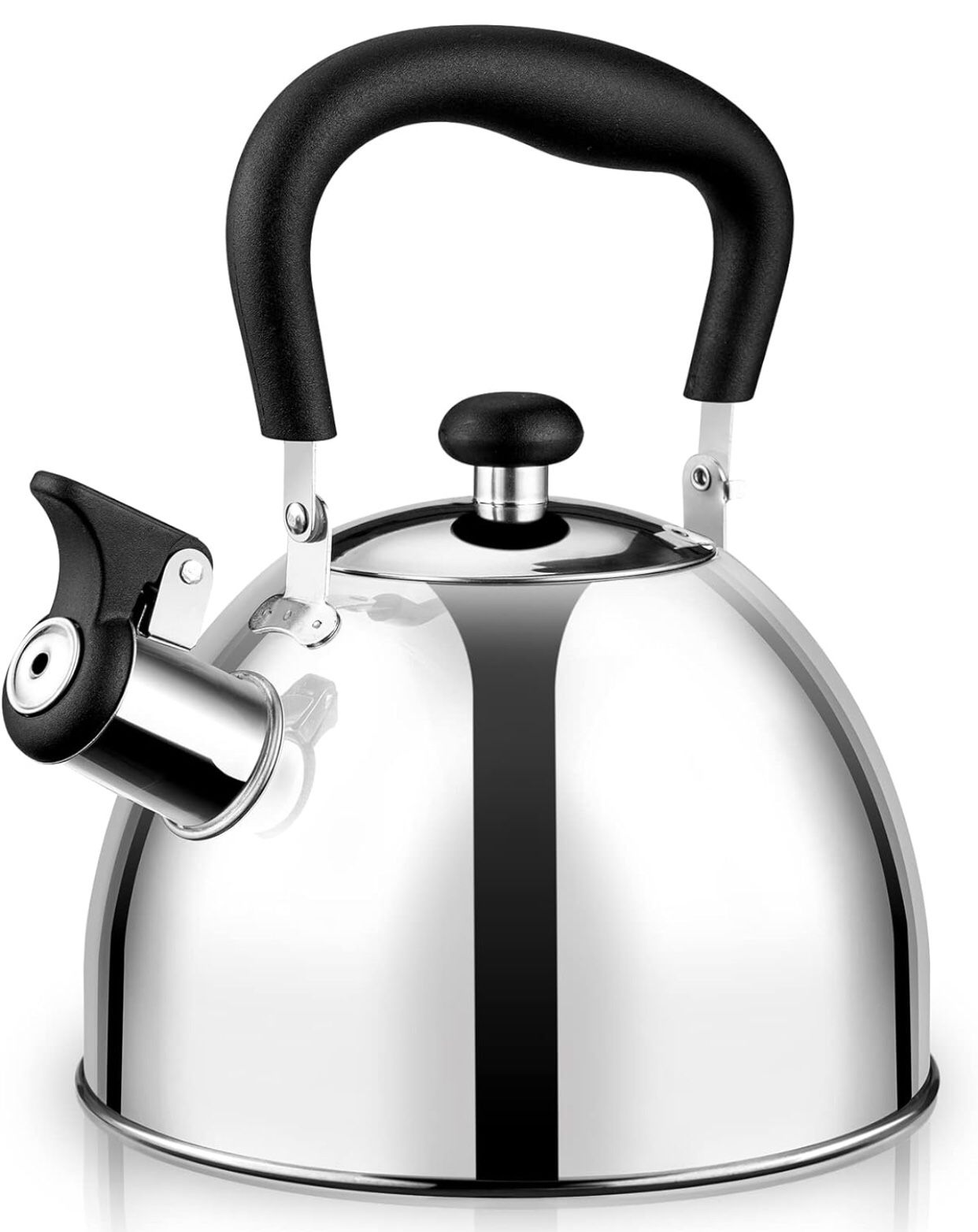 2.2QT Whistling Teapot for Stovetop with Universal Base - Food Grade Stainless Steel Tea Pot