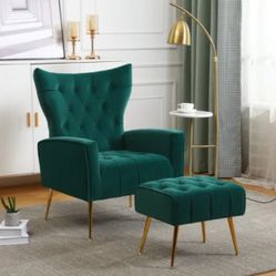 Green Chair with Gold Legs