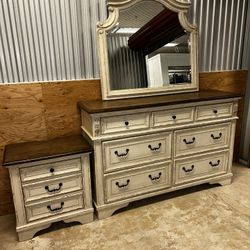 Ashley Realyn Rustic Dresser w/ Mirror + Nightstand