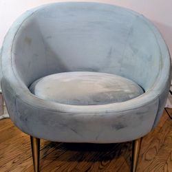 Light Blue/ Seafoam Velvet Round Chair 