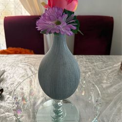 Beautiful vase with flowers color tan
