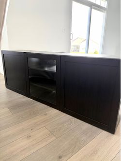 Media console for TV with storage