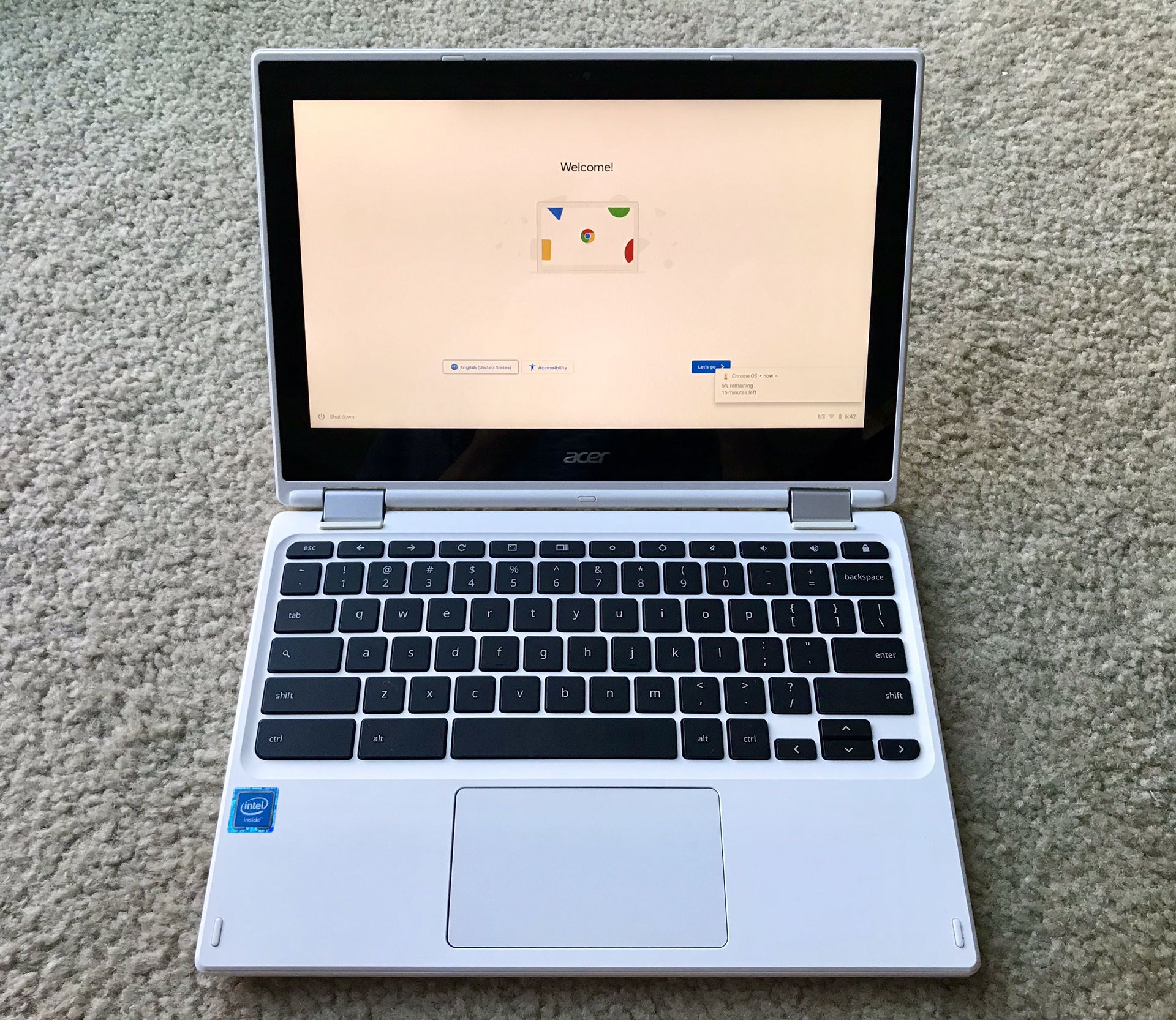 Like New Acer 11.6" Chromebook Convertible Notebook Computer, HD Touchscreen, White