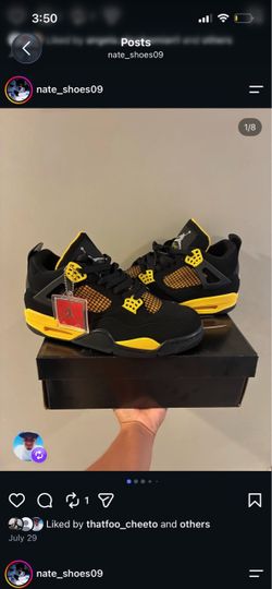 Air Jordan 4 Thunder Black Yellow Sneakers