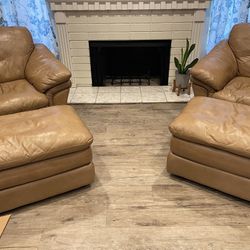 Leather Chairs With Ottomans