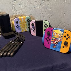 Nintendo Switch Joy-Con Bundle – 6 Joy-Cons + Mario & Pokémon Grips – Like New