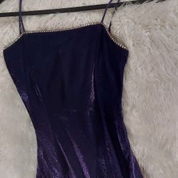 PURPLE  METALLIC FLOOR LENGTH DRESS