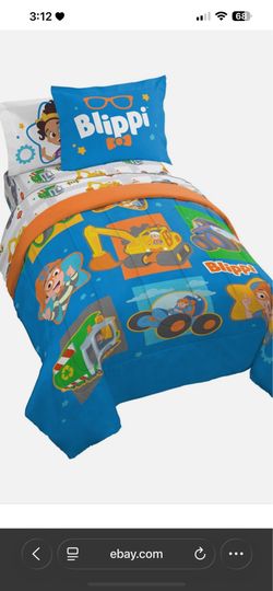 Jay Franco Blippi & Meekah Trucks Twin Comforter Set - 5 Piece Blue Bedding
