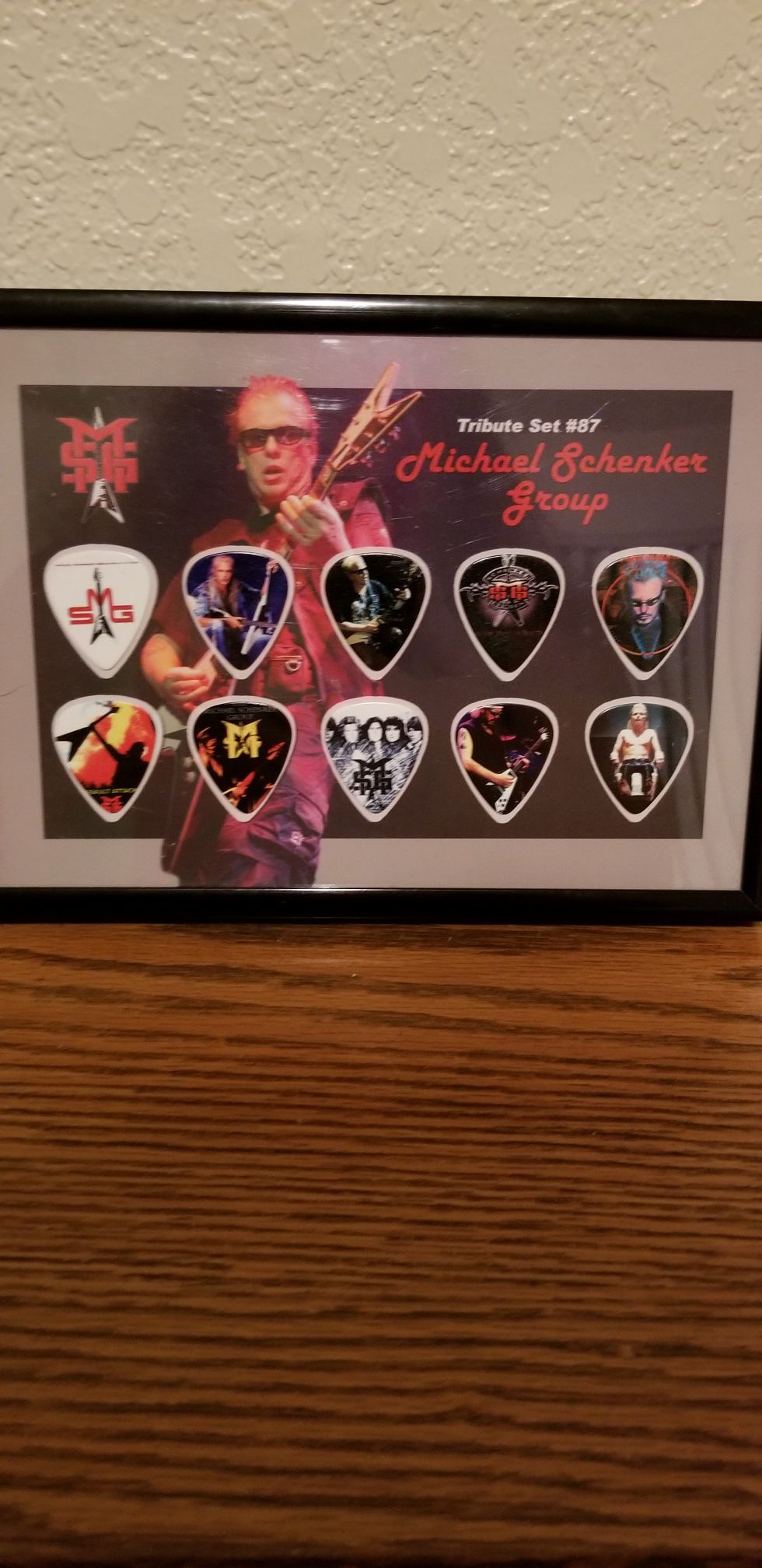 Vintage Framed Guitar Pick Collection By Michael Schenker Group