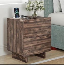 2-Drawer Walnut Wood Nightstand new in box 📦
