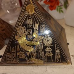 Egyptian Revival etched brass paperweights Set 3