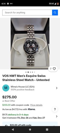 ESQ Swiss Watch No Box