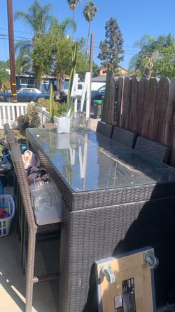 Outdoor Wicker Dining Table and Chair Set