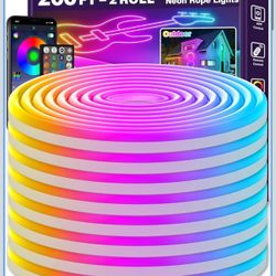 200Ft Neon Rope Lights,Flexible Led Rope Lights Control with App/Remote,Multiple Modes Rope Lights,IP65 Outdoor RGB Led Neon Lights Waterproof,Music S
