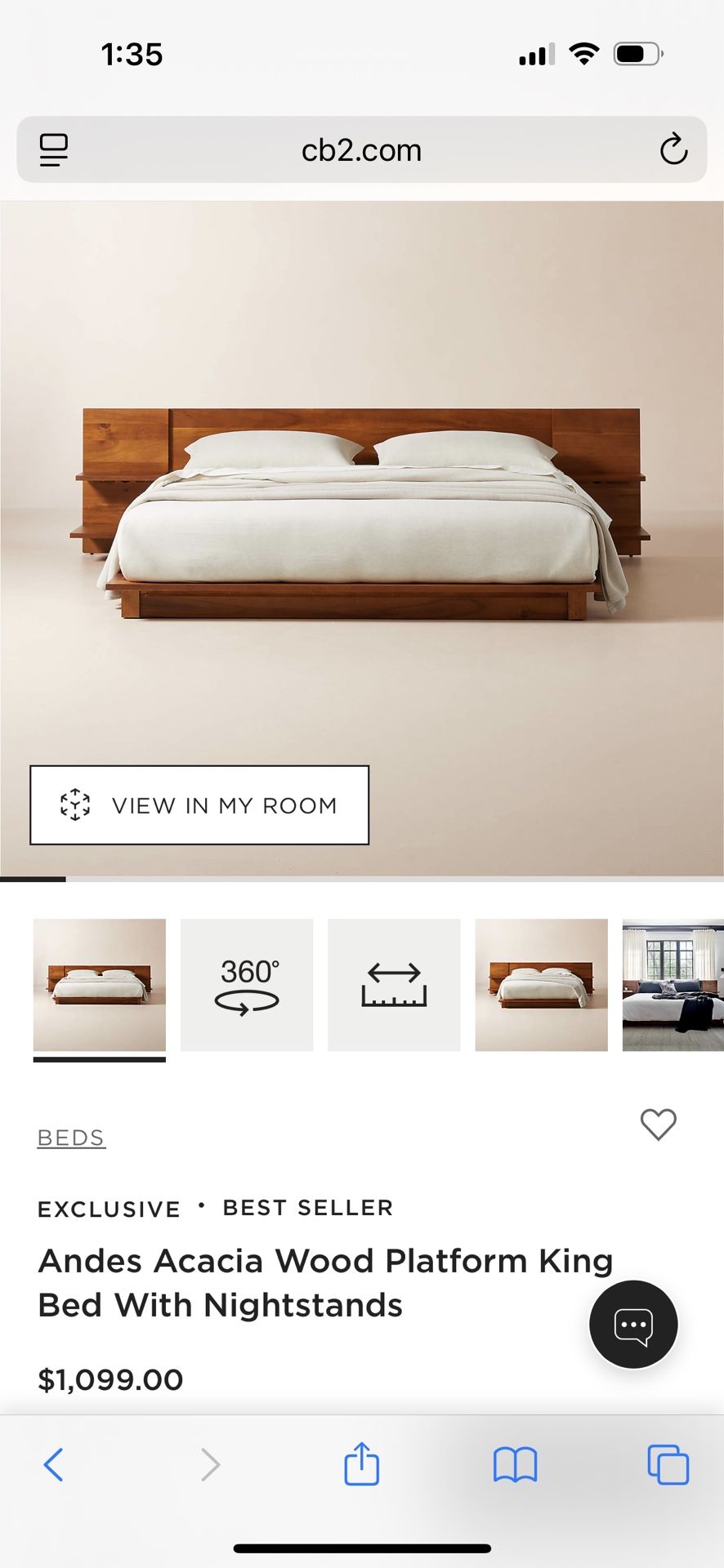 CB2 Andes King Bed