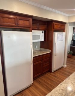 Whirlpool Refrigerator + Upright Freezer + Microwave – 3 Appliance Set