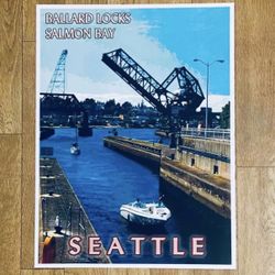 Seattle Ballard Locks Poster - 10.5” X 14” - New 