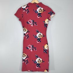 Rue21 XS Orange Cream Floral Mock Neck Bodycon Mini Dress Microfiber Soft