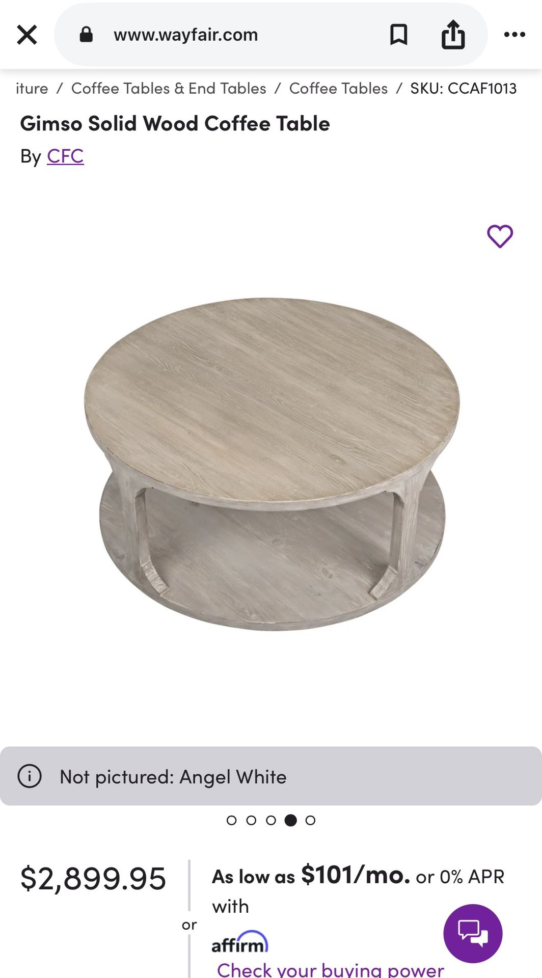 48” Round Coffee Table 