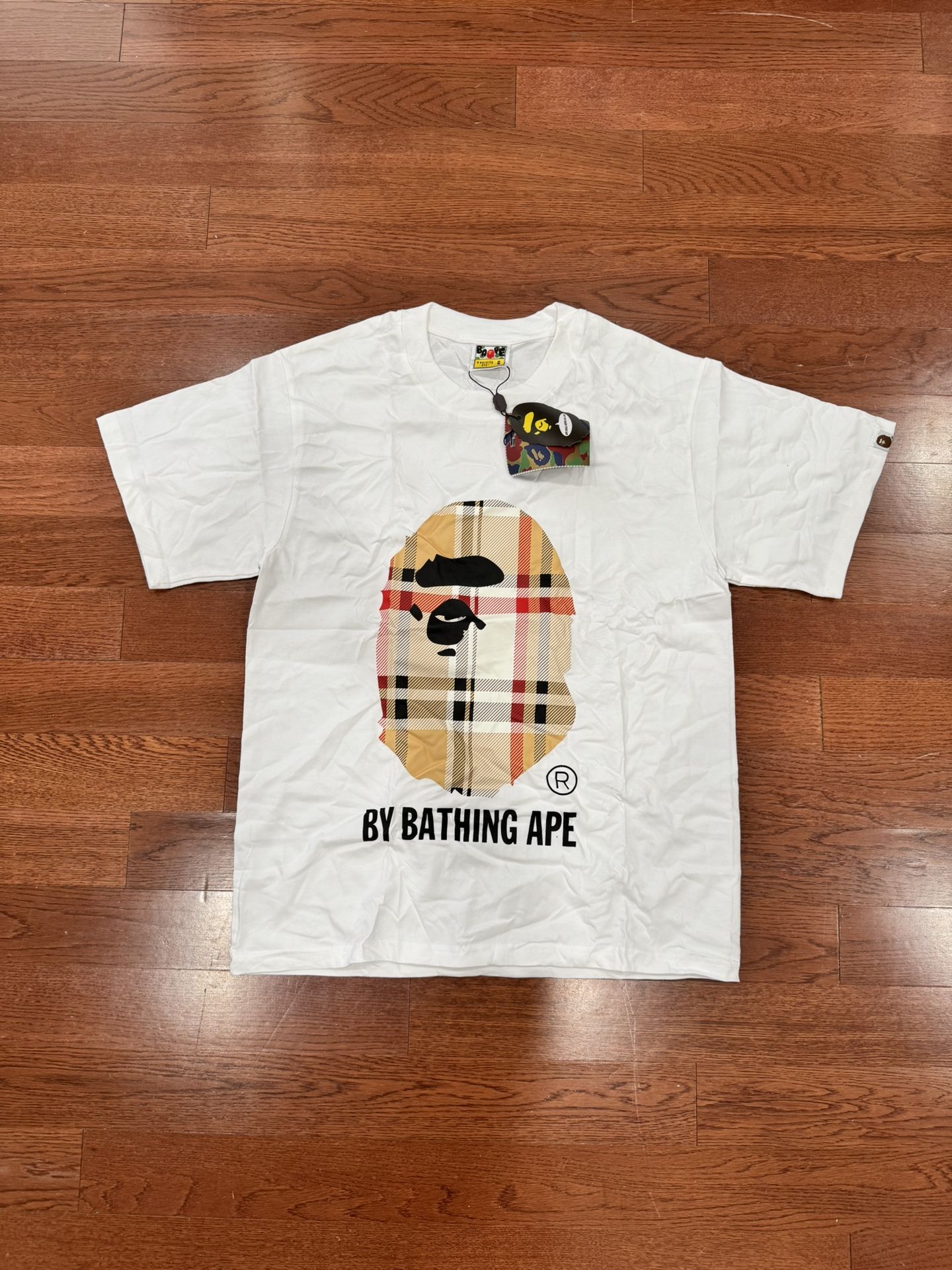 bape x burberry white tee