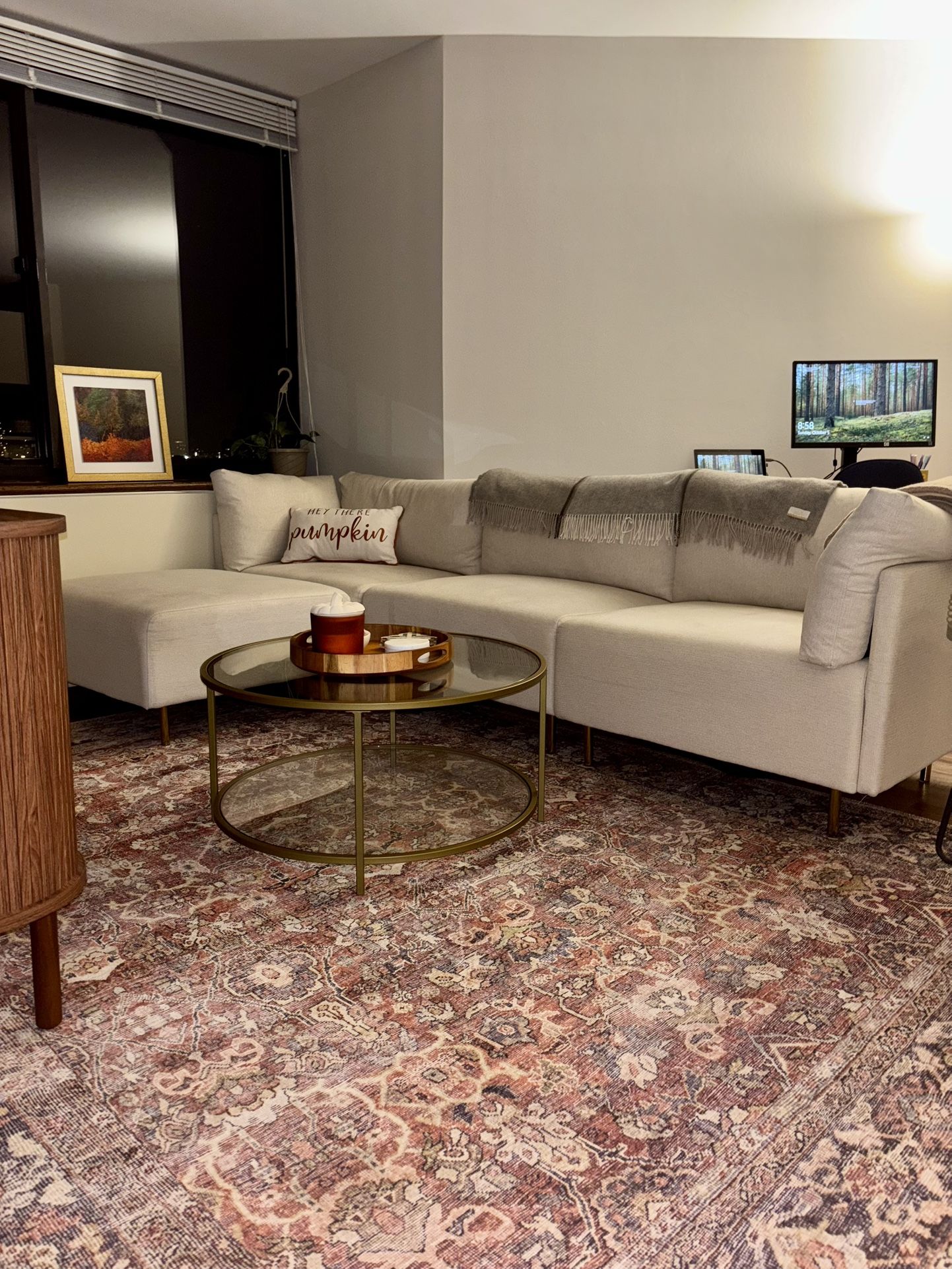 Beige L-Shaped Sofa Sectional – Barely Used, Excellent Condition!
