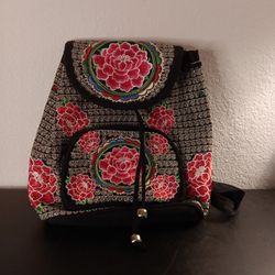 GORGEOUS NEW Yunnan Mexican Folk Art Embroidered 12" Backpack.
