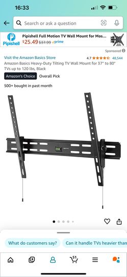 Amazon Basic 37-80 Inch Tv Wall Mount Tilting.