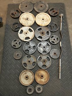 Standard Weights with Curling Bar 264lb total