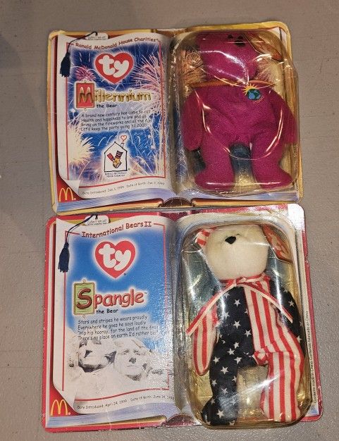 Lot Of 2 McDonald's Beanie Babies Millennium & Spangle