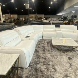 $125 - A Month !! White Leather Sectional 