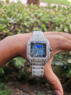 Moissanite Iced Out Luxury Square Steel Bust Down Watch