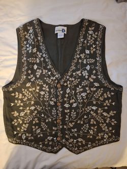 Whimsy Green Flower Vest