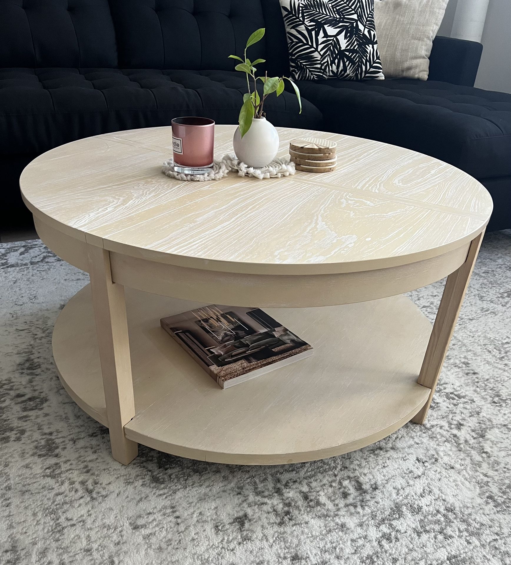 Light Wood Round Coffee Table
