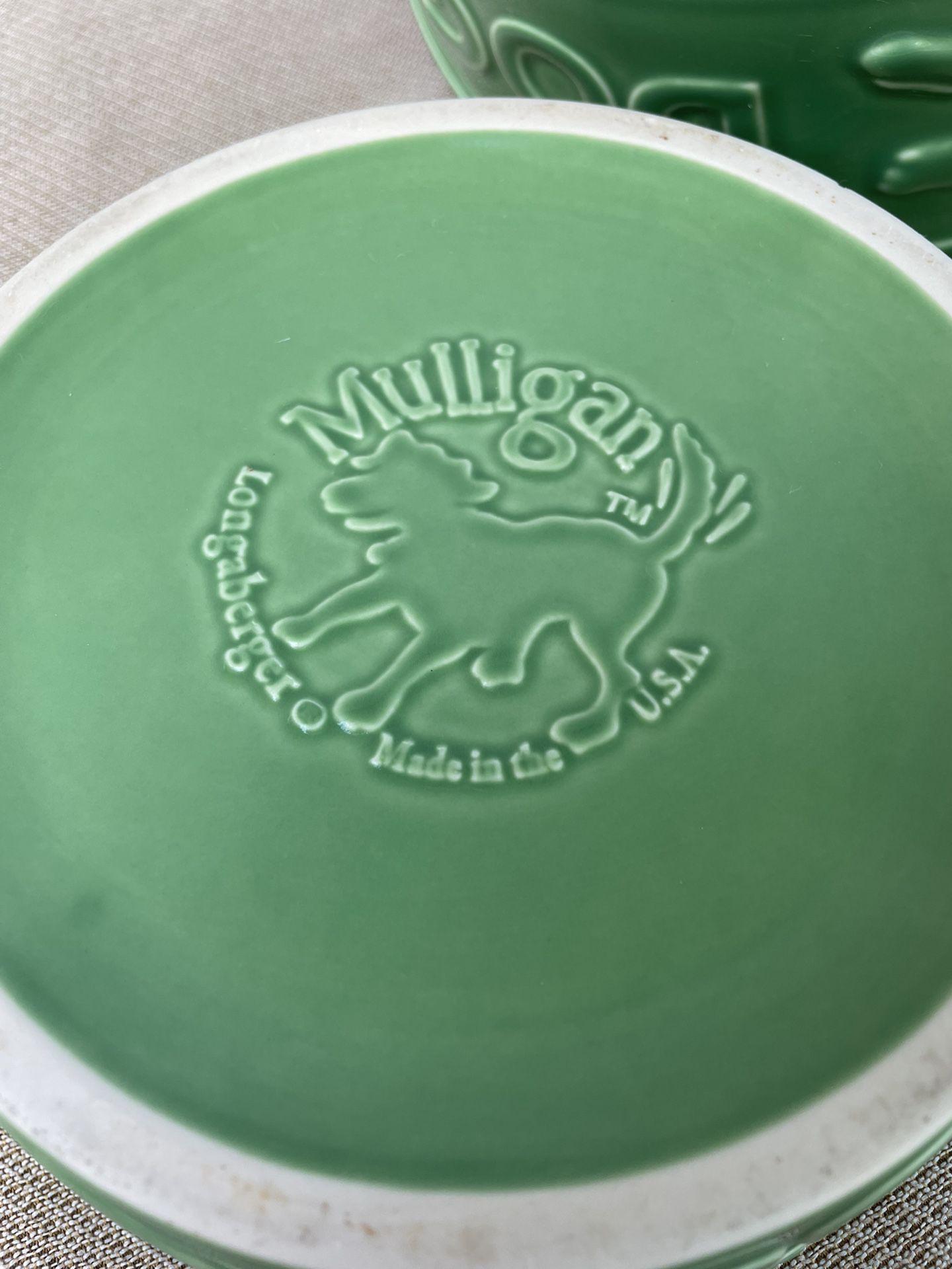 Longanberger Dog Bowls Mulligan In Green USA