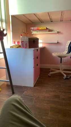 bed desk chair shelf mattress