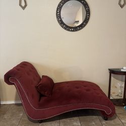 Red Suede Chaise