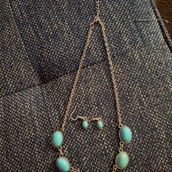 Turquoise and Silver  Necklace Set
