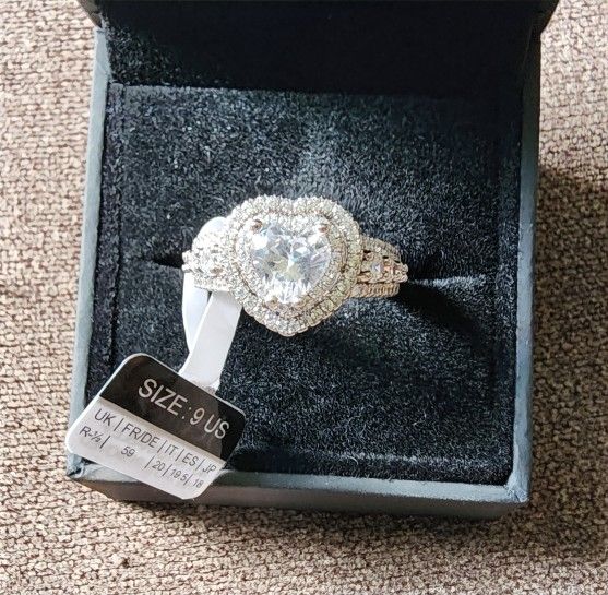 Heart Cut Sterling Silver Engagement Ring