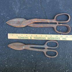 2 Antique Shears Scissors Rustic Metal Farm Garden Decor Vintage Barn Tools