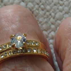 ######Gold-tone Diamond WEDDING RINGS /2 RINGS Size 7#####
