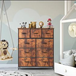 Dresser For Bedroom With 9 Fabric Drawers Wardrobe Steel Frame Assembly Closet For Clothes Storage Display Cabinet Of Furnitur