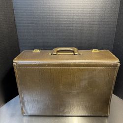 Vintage Brown Hard Shell Carrying Case 12.5x7.5x18 Functional Travel Documents